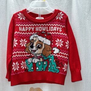 Jumping Beans Red Holiday Sweater with Cute Paw Patrol Skye